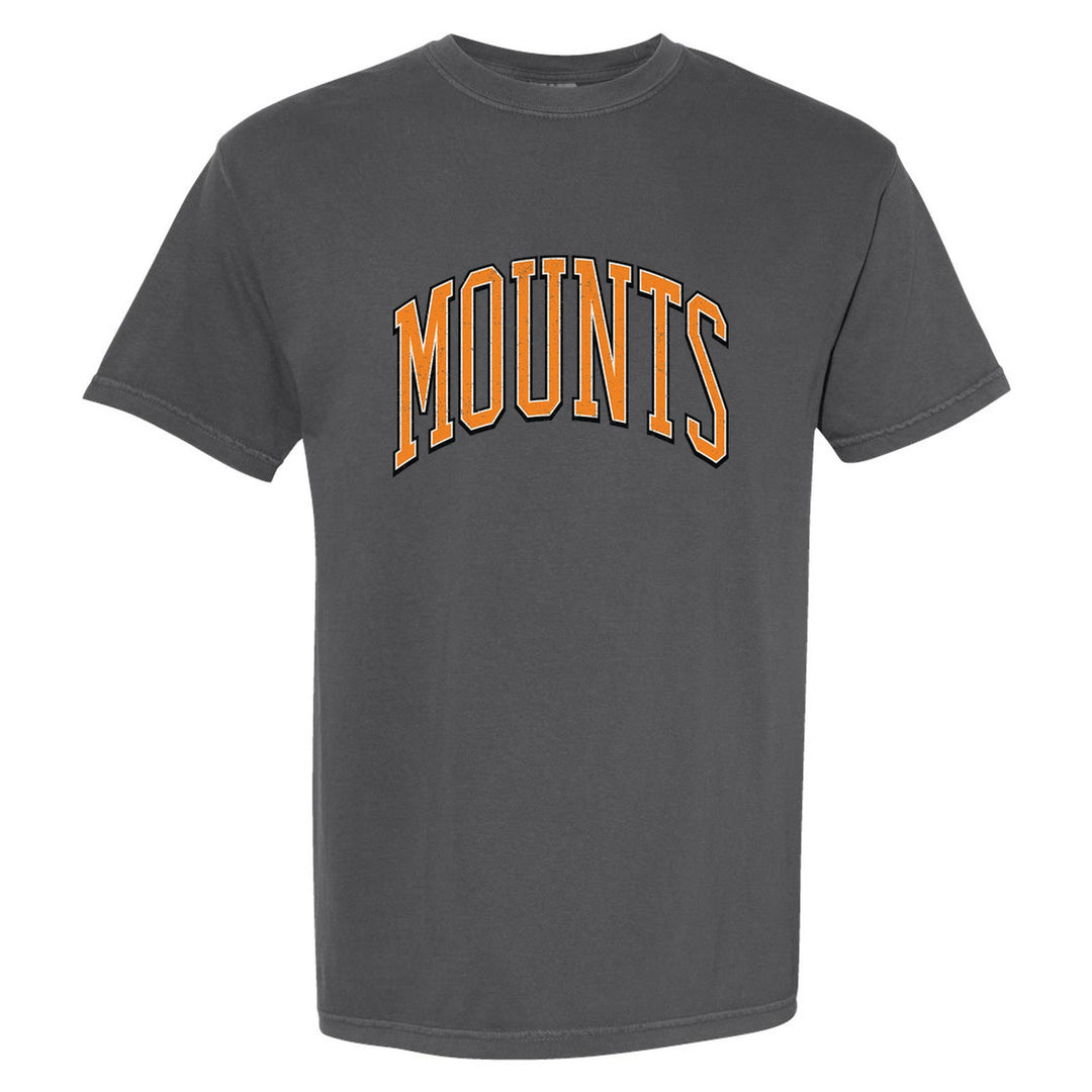 Antietam Mountaineers Varsity Arch comfort colors t-shirt in Pepper: arched, distressed varsity MOUNTS lettering