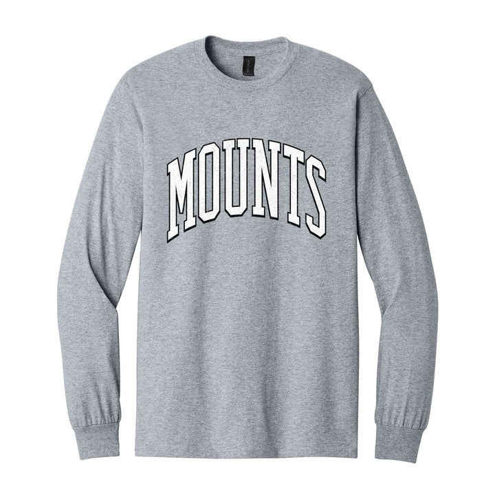 Antietam Mountaineers Varsity Arch long sleeve t-shirt in Sport Grey: arched, distressed varsity MOUNTS lettering