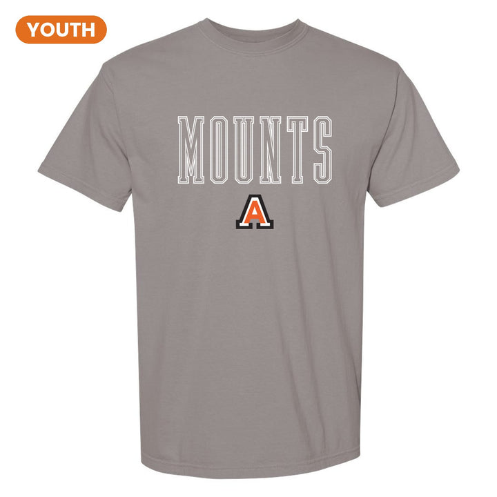 Antietam Mountaineers Outline Mounts youth comfort colors t-shirt in Grey: outlined MOUNTS lettering over the Antietam A