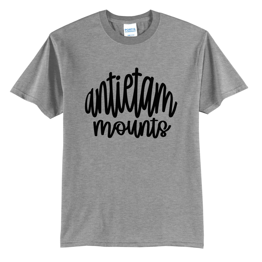 Antietam Mountaineers Hand-Lettered Script t-shirt in Athletic Heather: antietam mounts in big hand-lettered script