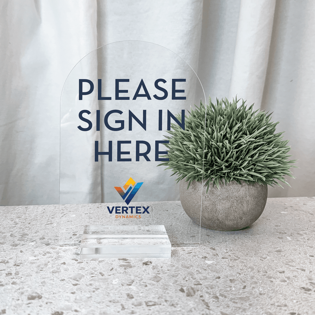 Custom Sign In Here Acrylic Sign | Business Check In Sign with Logo