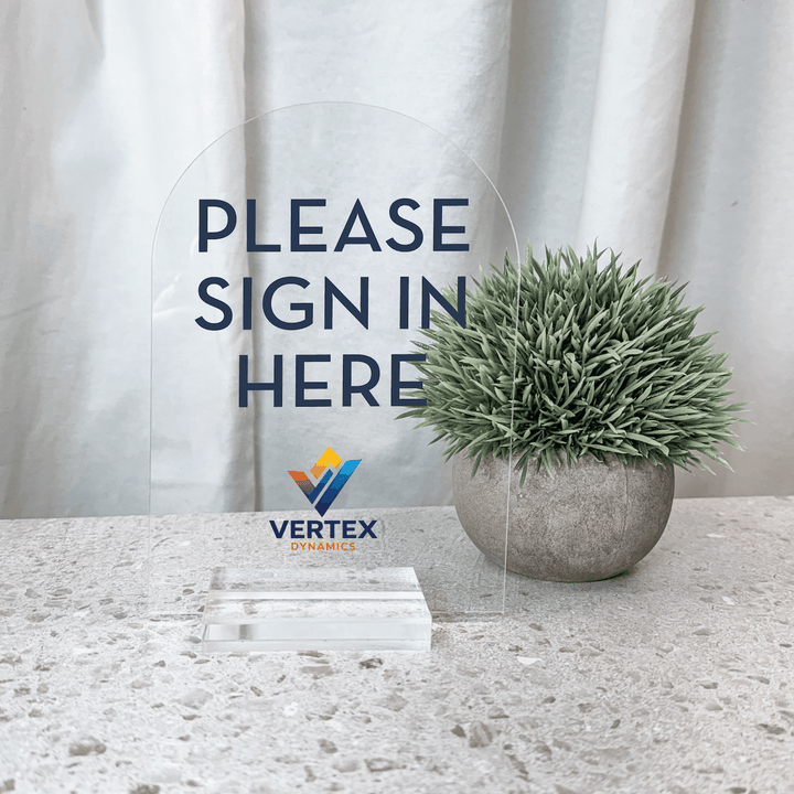 Custom Sign In Here Acrylic Sign | Business Check In Sign with Logo
