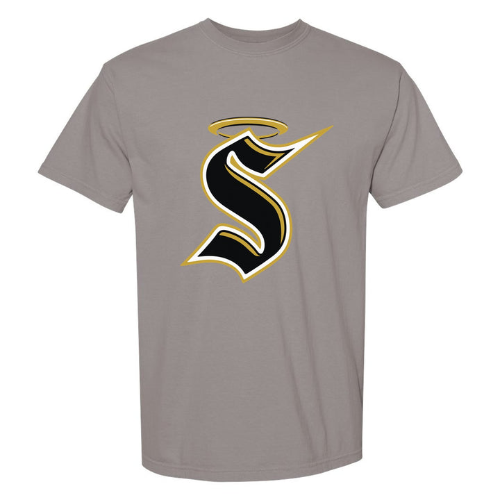 Berks Catholic Saints Halo S comfort colors t-shirt in Grey: the big halo S monogram