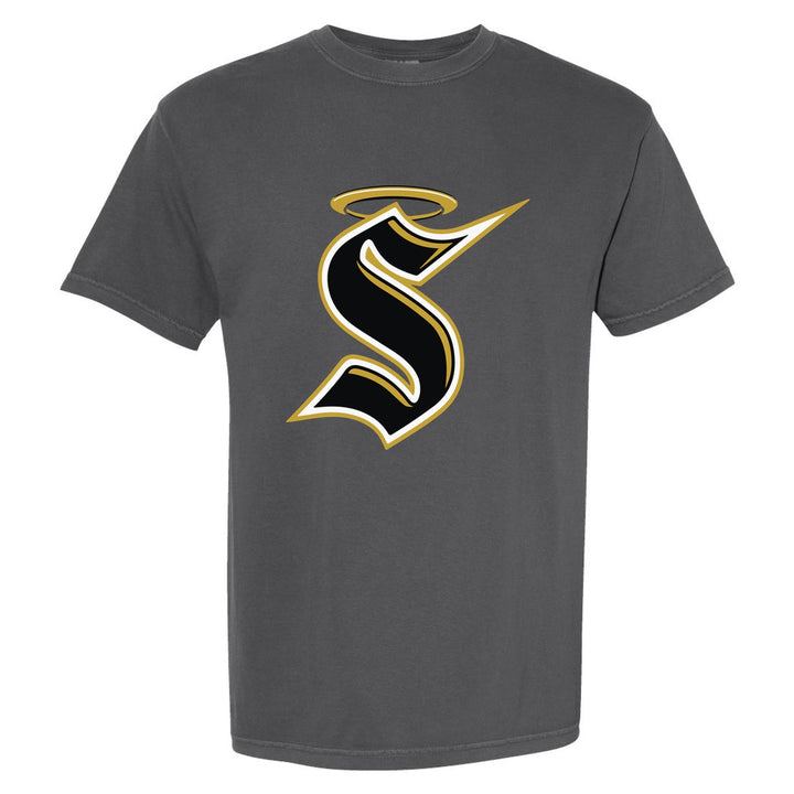 Berks Catholic Saints Halo S comfort colors t-shirt in Pepper: the big halo S monogram