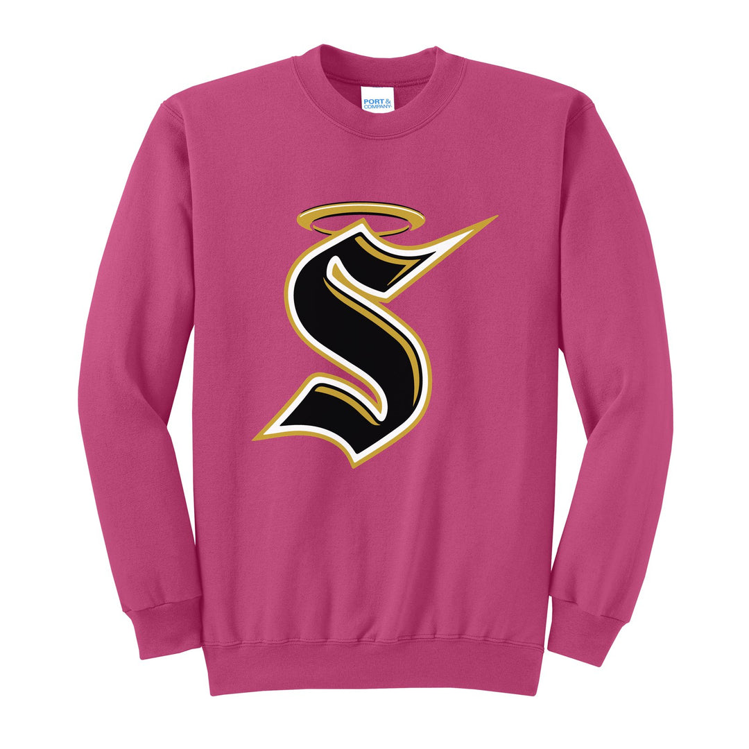 Berks Catholic Saints Halo S crewneck sweatshirt in Sangria: the big halo S monogram