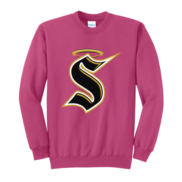Berks Catholic Saints Halo S crewneck sweatshirt in Sangria: the big halo S monogram