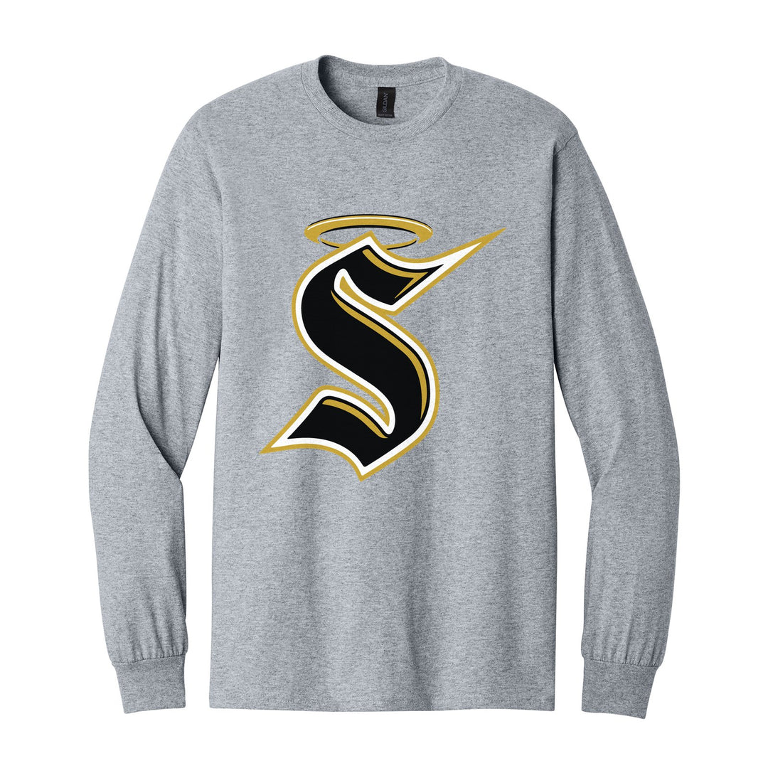 Berks Catholic Saints Halo S long sleeve t-shirt in Sport Grey: the big halo S monogram