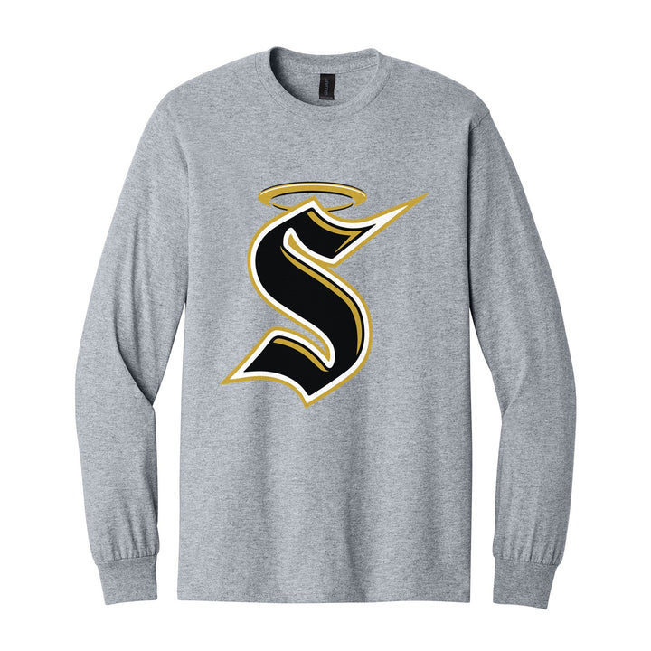 Berks Catholic Saints Halo S long sleeve t-shirt in Sport Grey: the big halo S monogram