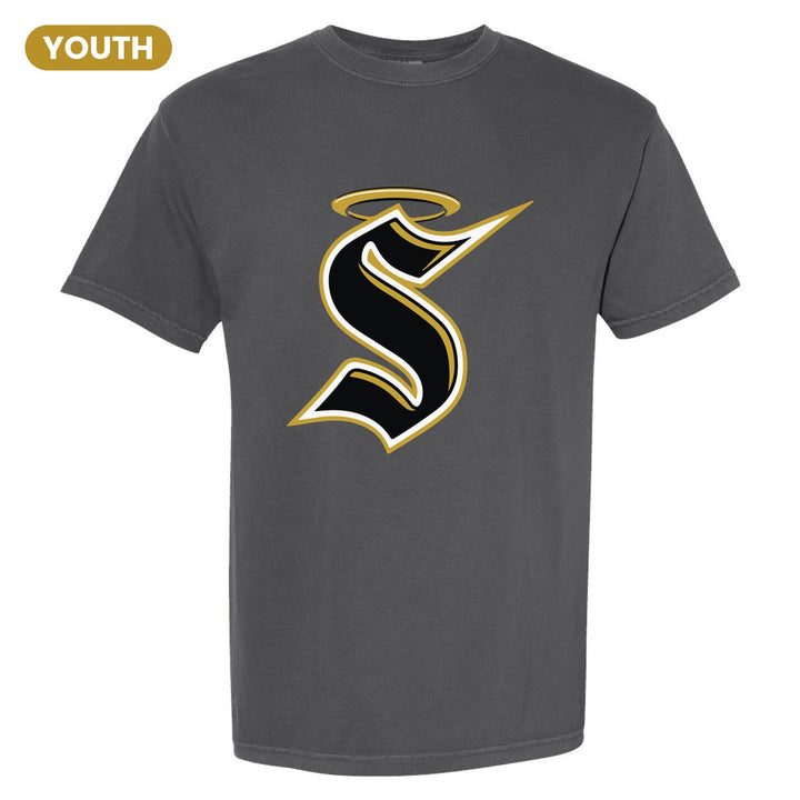 Berks Catholic Saints Halo S youth comfort colors t-shirt in Pepper: the big halo S monogram