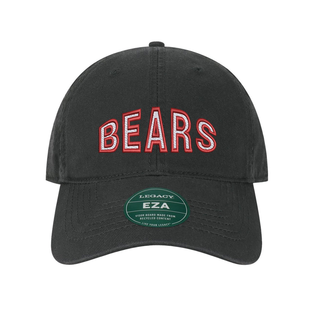 Boyertown Bears Mascot Arch embroidered dad cap, white and red stitching on a black cap