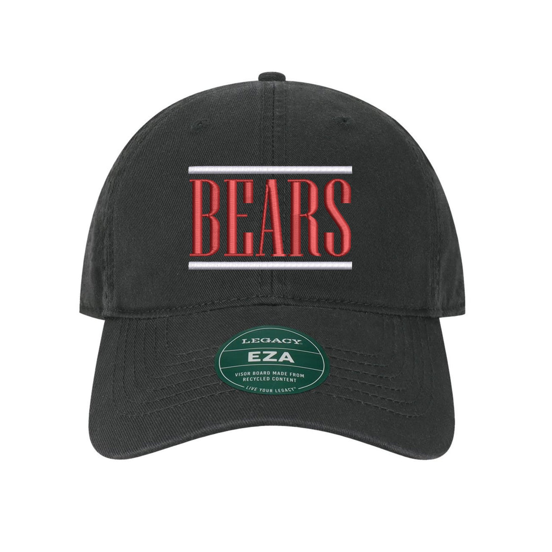 Boyertown Bears Varsity Bars embroidered dad cap, white and red stitching on a black cap