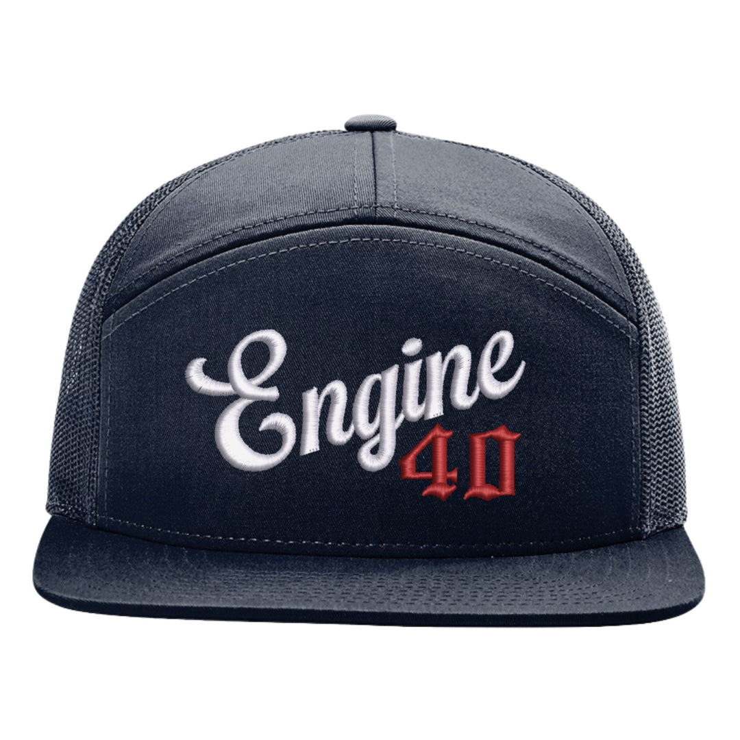 Navy Richardson 168 seven-panel hat embroidered with &