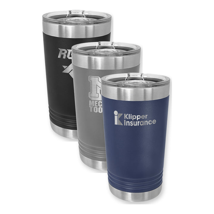 16 oz Pint Tumbler with Logo | Insulated Pint Glass color options
