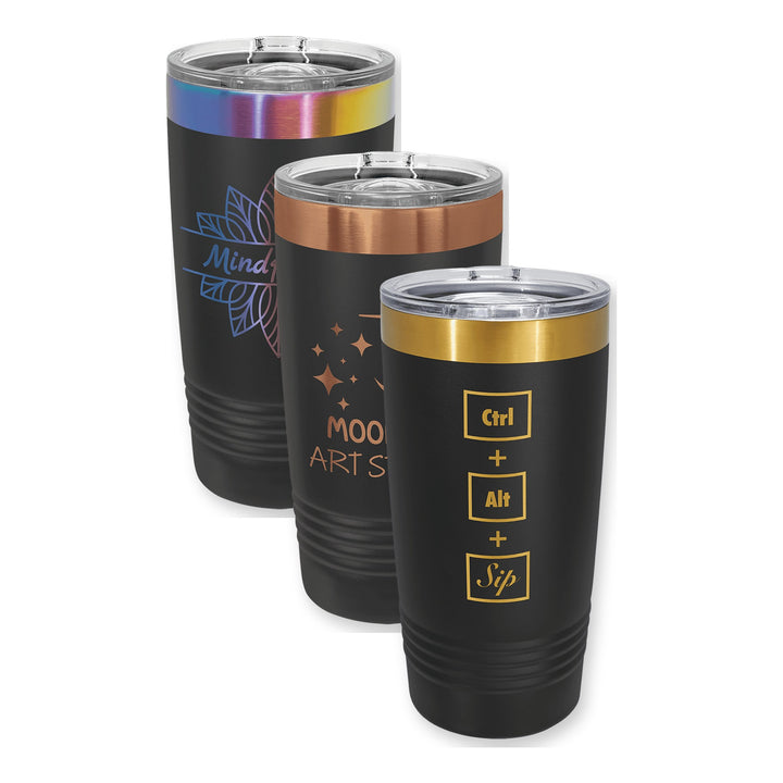 Premium Finish Tumbler with Logo | 20 oz Prism, Rose Gold &amp; Gold color options