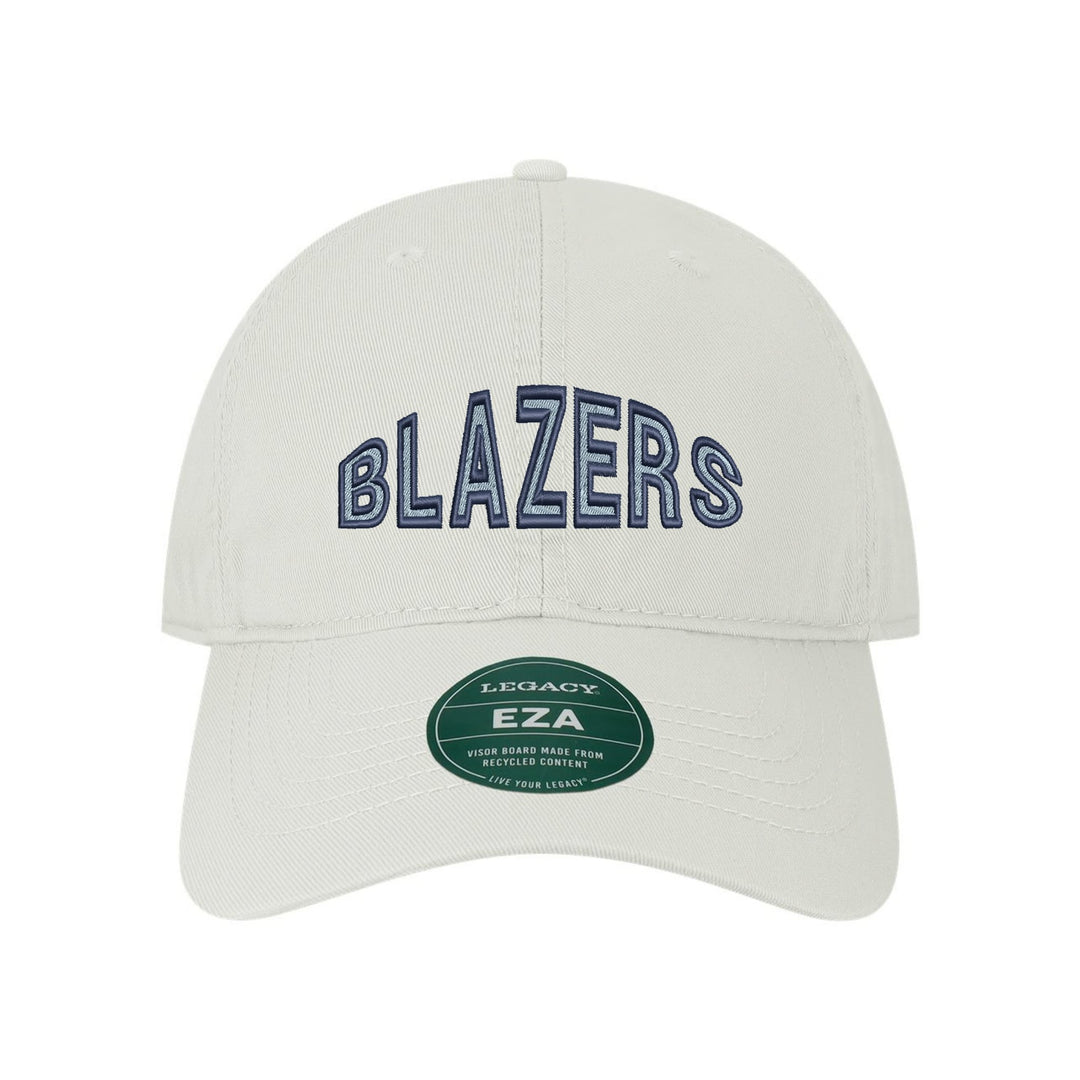 Daniel Boone Blazers Mascot Arch embroidered dad cap, navy and Carolina blue stitching on a white cap