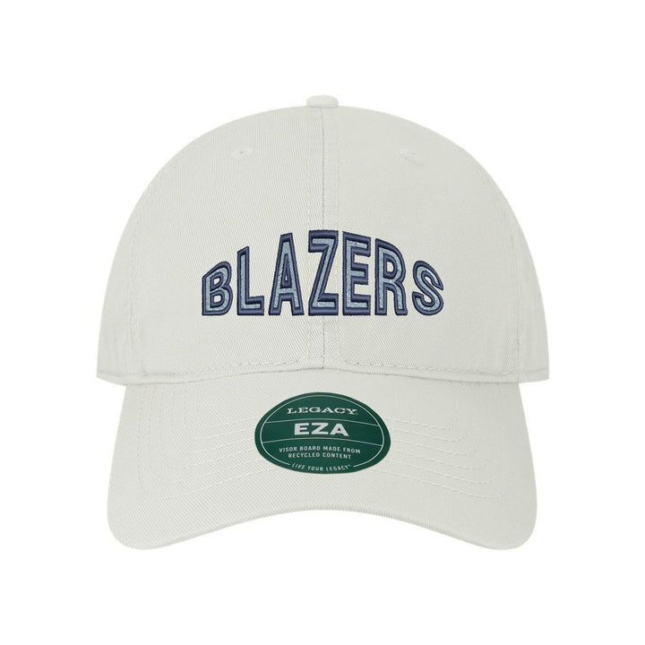 Daniel Boone Blazers Mascot Arch embroidered dad cap, navy and Carolina blue stitching on a white cap