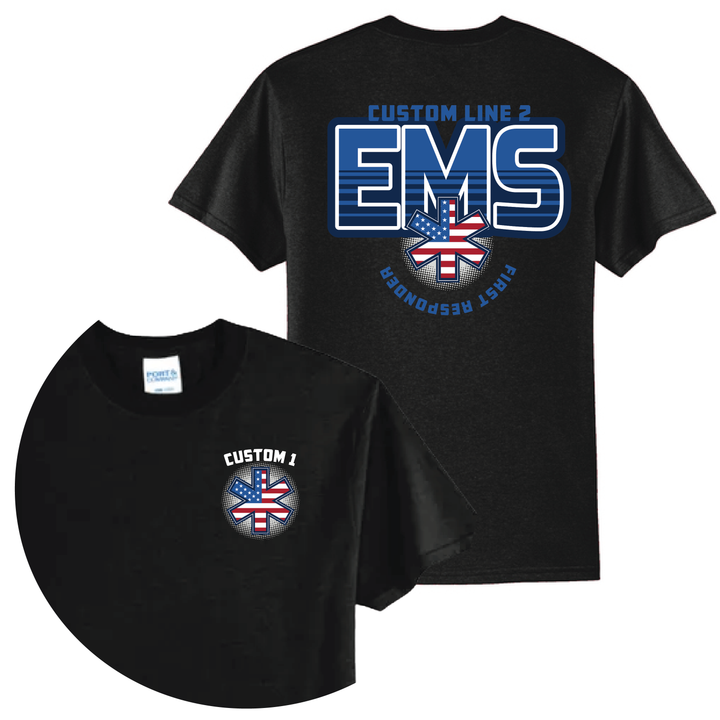 Personalized EMT T-Shirt — American Flag Star of Life | EMS First Responder