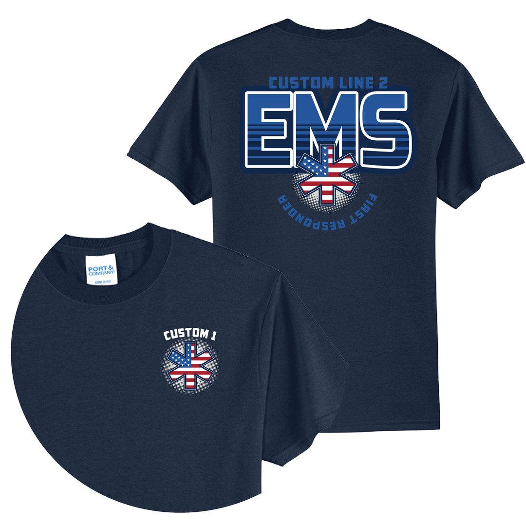 Personalized EMT T-Shirt — American Flag Star of Life | EMS First Responder