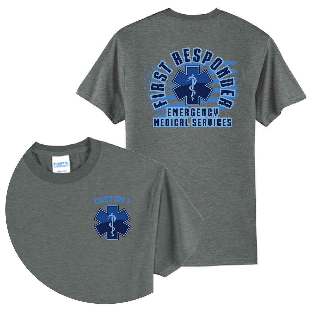 Personalized EMT T-Shirt — Blue Flag First Responder | EMS Tee