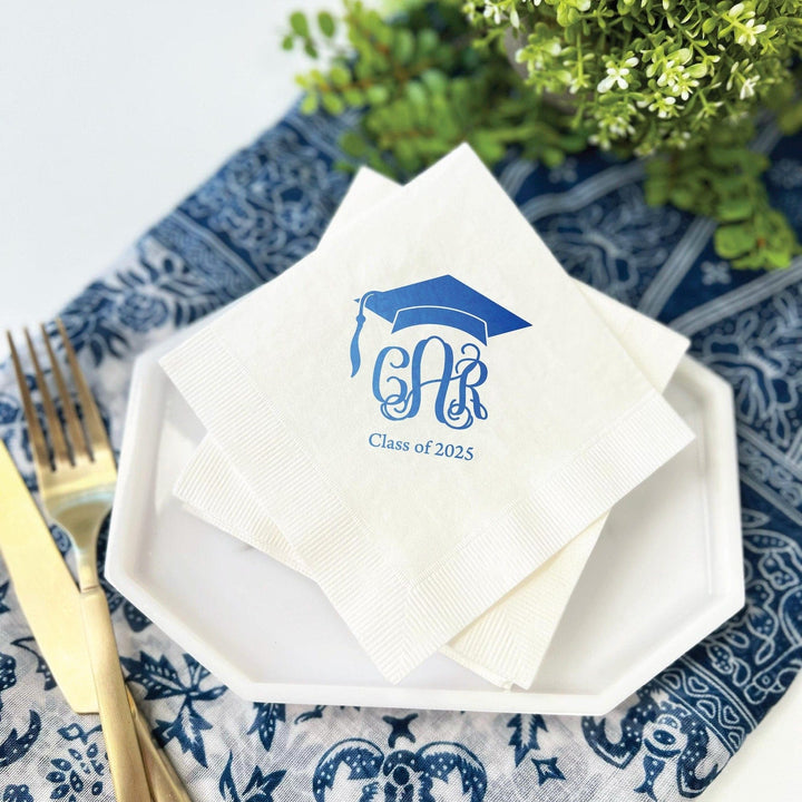 Elegant Monogram Graduation Napkins - Napkins - Foil Stamped