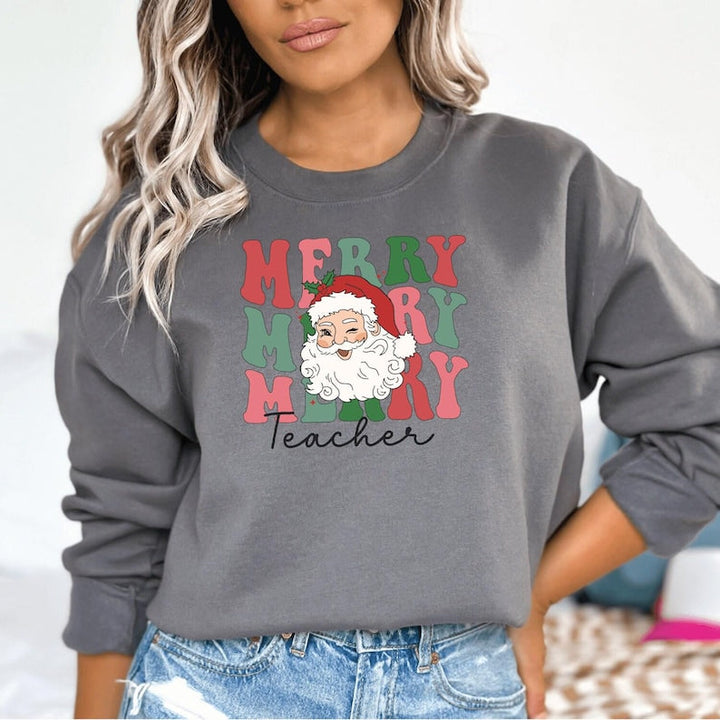 Merry Teacher Santa Sweatshirt