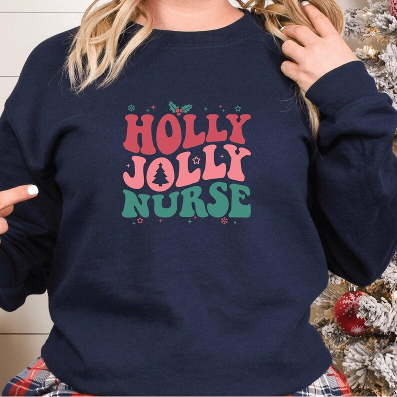 Holly Jolly Nurse Retro Christmas Sweatshirt