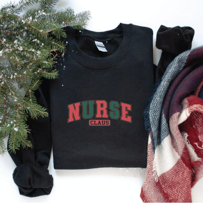 Nurse Claus Varsity Christmas Sweatshirt