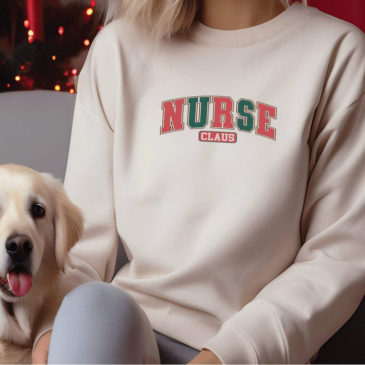 Nurse Claus Varsity Christmas Sweatshirt