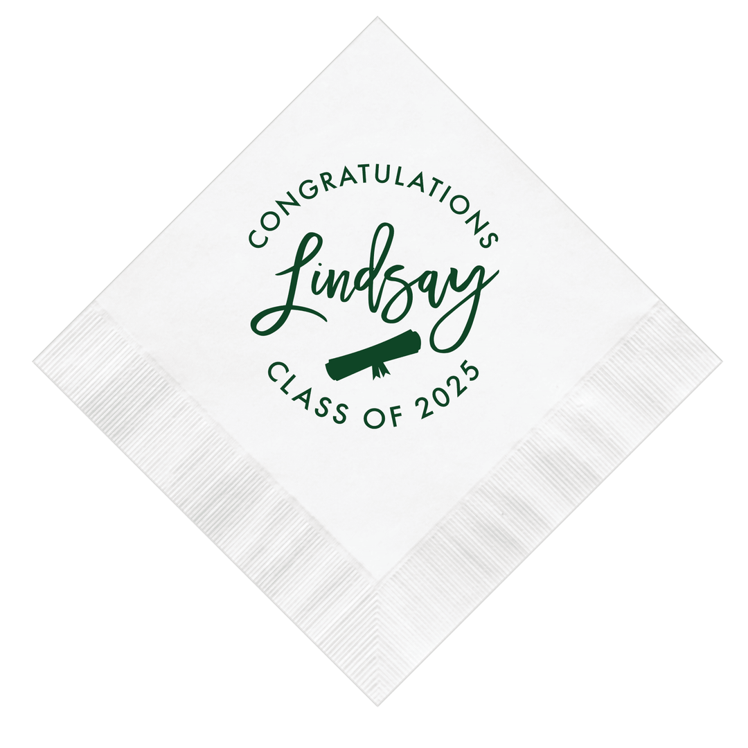 First Name Graduation Party Napkins - Napkins - Foil Stamped