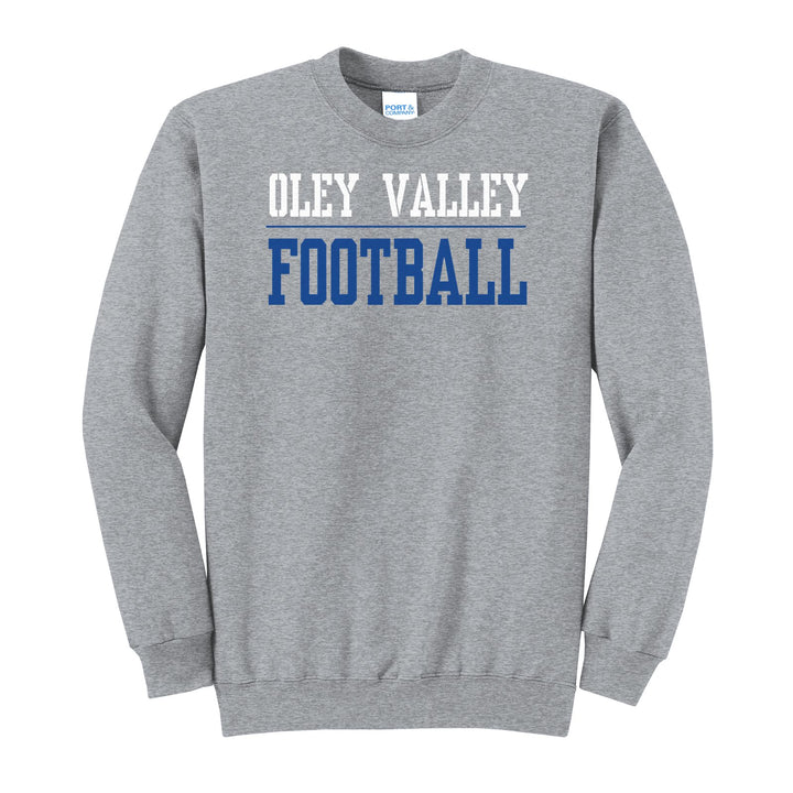 Oley Valley Lynx Football crewneck sweatshirt in Athletic Heather: OLEY VALLEY over a thin rule and FOOTBALL in block letters