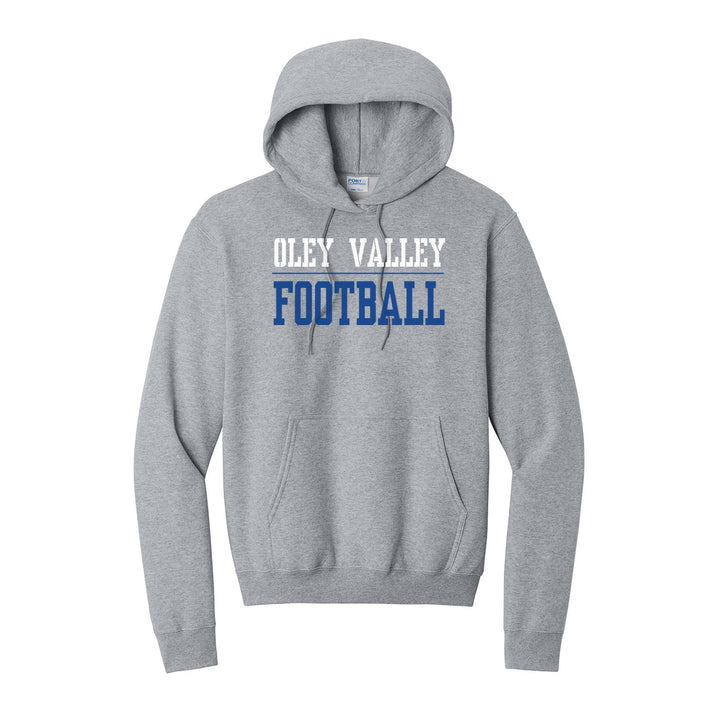 Oley Valley Lynx Football hoodie in Athletic Heather: OLEY VALLEY over a thin rule and FOOTBALL in block letters