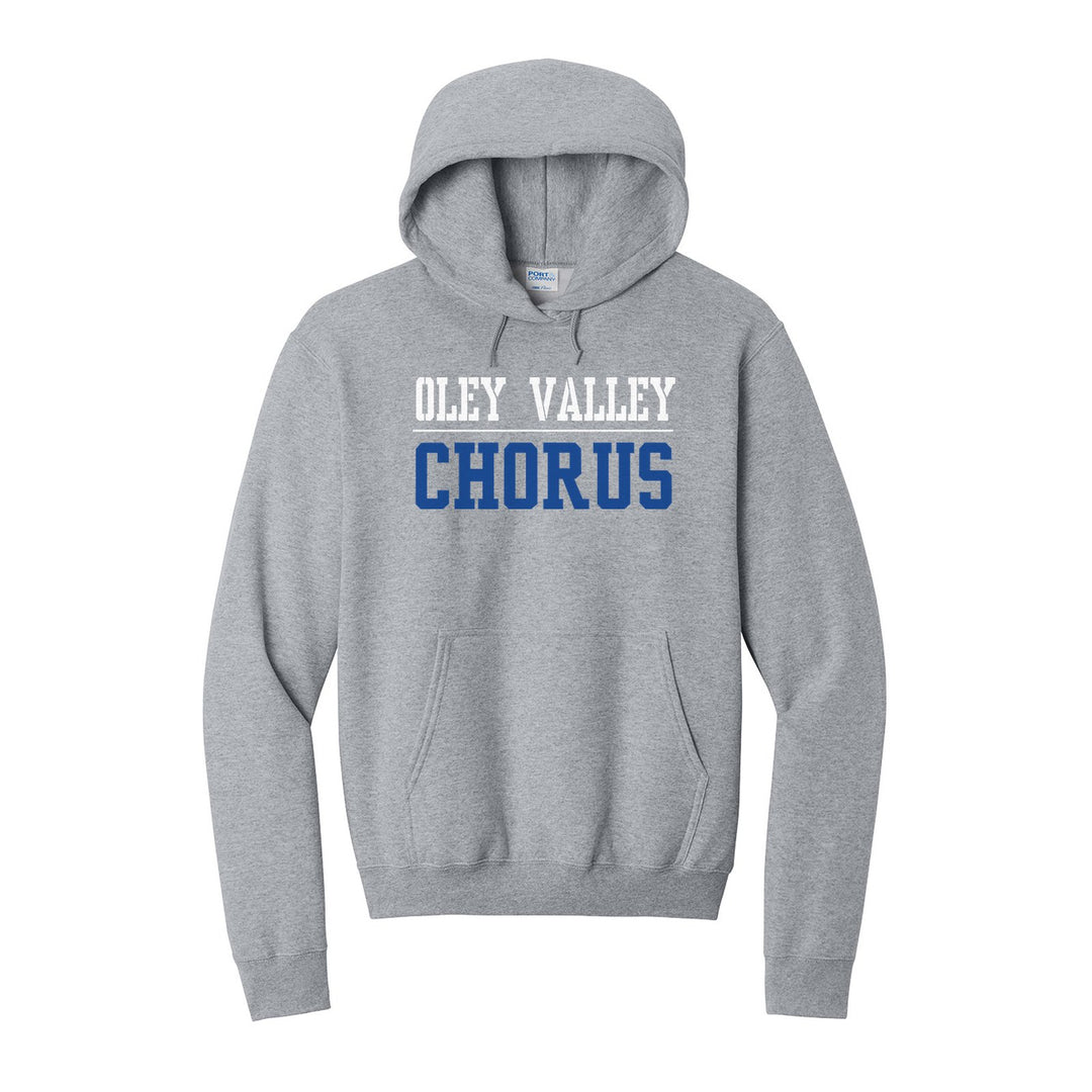 Oley Valley Lynx Sport or Activity hoodie in Athletic Heather: OLEY VALLEY over a thin rule and CHORUS (your sport or activity) in block letters