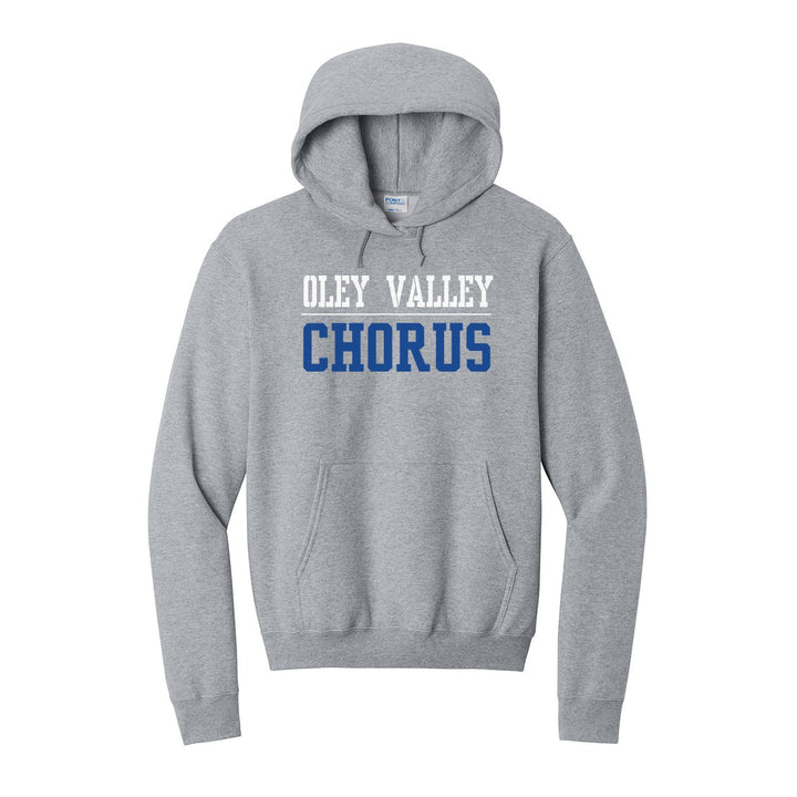 Oley Valley Lynx Sport or Activity hoodie in Athletic Heather: OLEY VALLEY over a thin rule and CHORUS (your sport or activity) in block letters