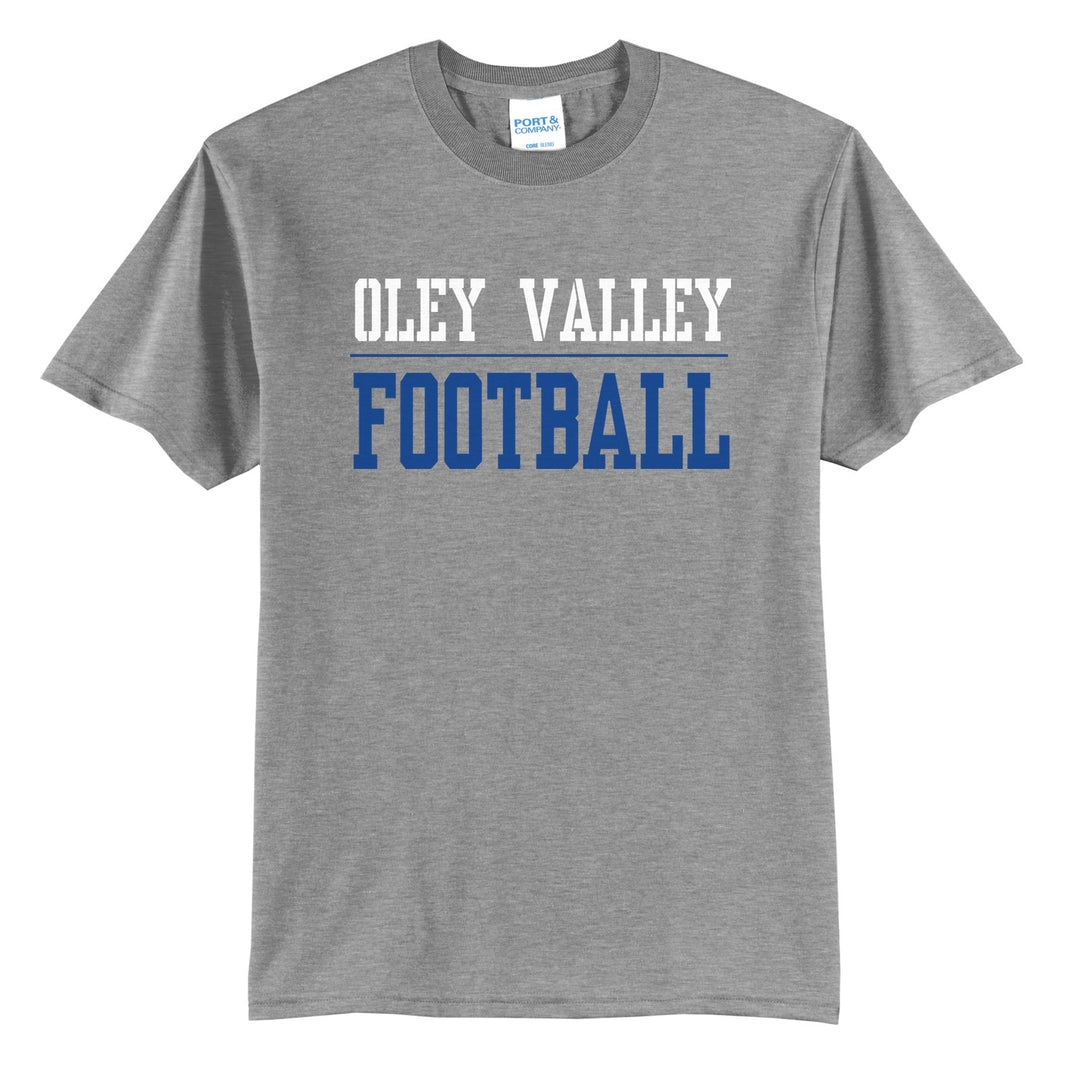 Oley Valley Lynx Football t-shirt in Athletic Heather: OLEY VALLEY over a thin rule and FOOTBALL in block letters
