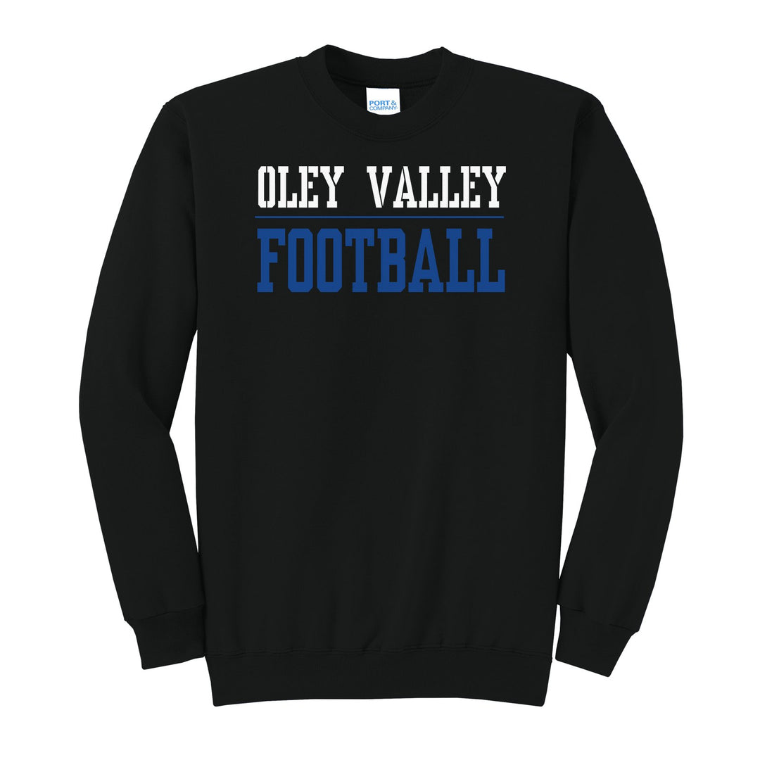 Oley Valley Lynx Football crewneck sweatshirt in Jet Black: OLEY VALLEY over a thin rule and FOOTBALL in block letters
