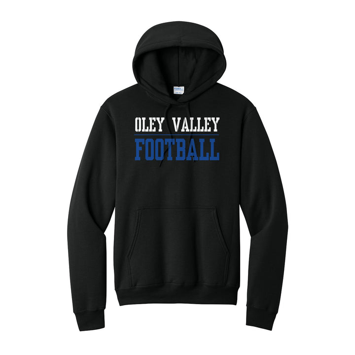 Oley Valley Lynx Football hoodie in Jet Black: OLEY VALLEY over a thin rule and FOOTBALL in block letters