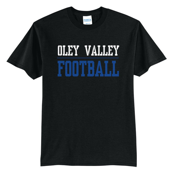 Oley Valley Lynx Football t-shirt in Jet Black: OLEY VALLEY over a thin rule and FOOTBALL in block letters