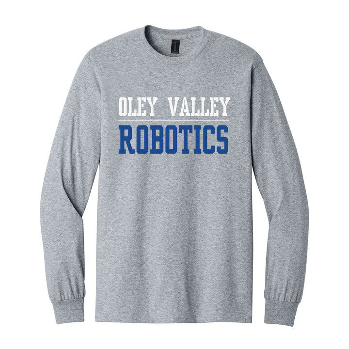 Oley Valley Lynx Sport or Activity long sleeve t-shirt in Sport Grey: OLEY VALLEY over a thin rule and ROBOTICS (your sport or activity) in block letters