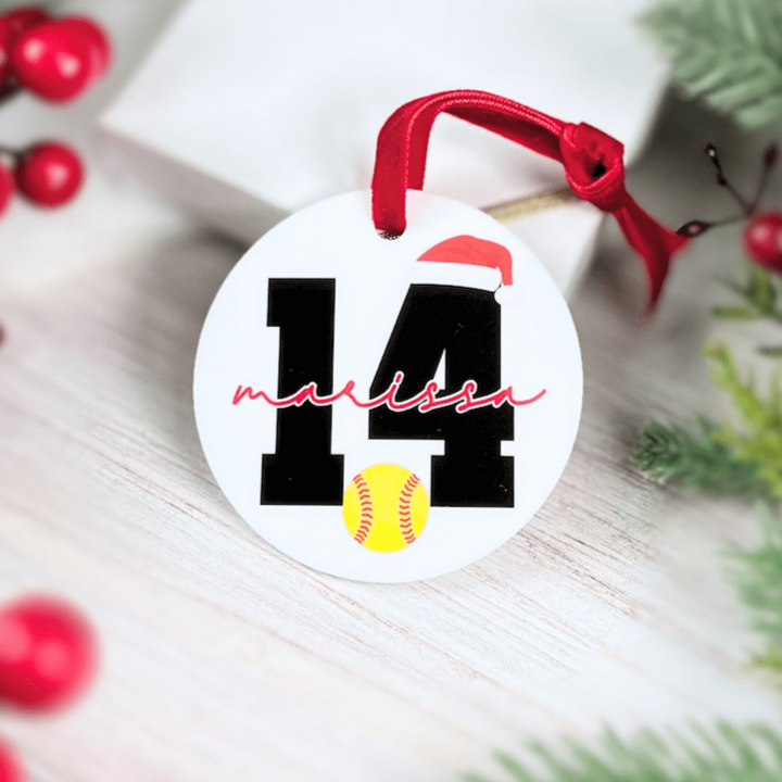 Softball Number Acrylic Ornament