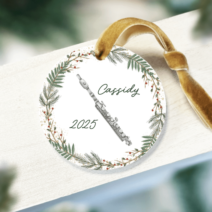Personalized Watercolor Flute Acrylic Ornament