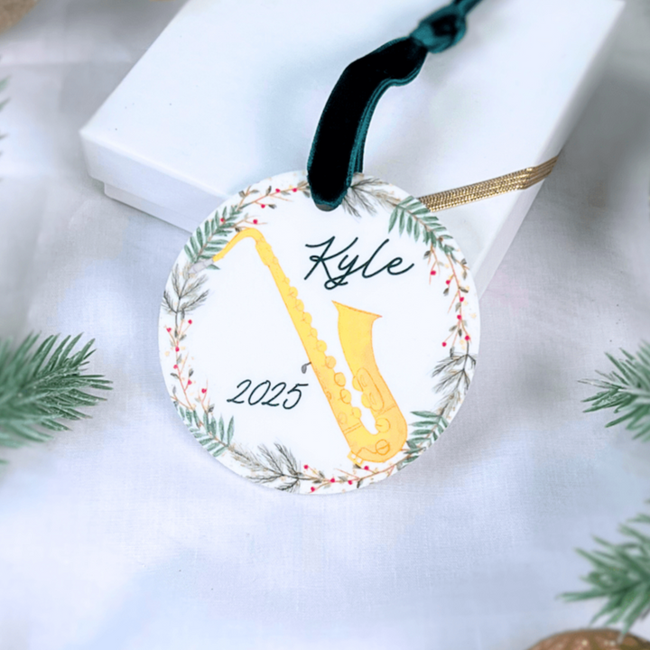 Personalized Watercolor Saxophone Acrylic Ornament
