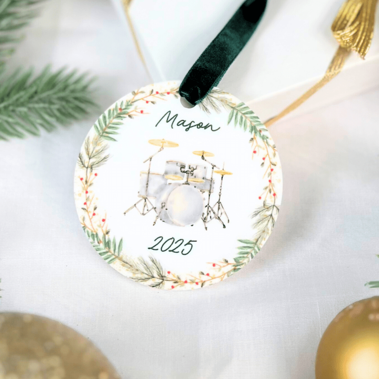 Personalized Watercolor Drums Acrylic Ornament