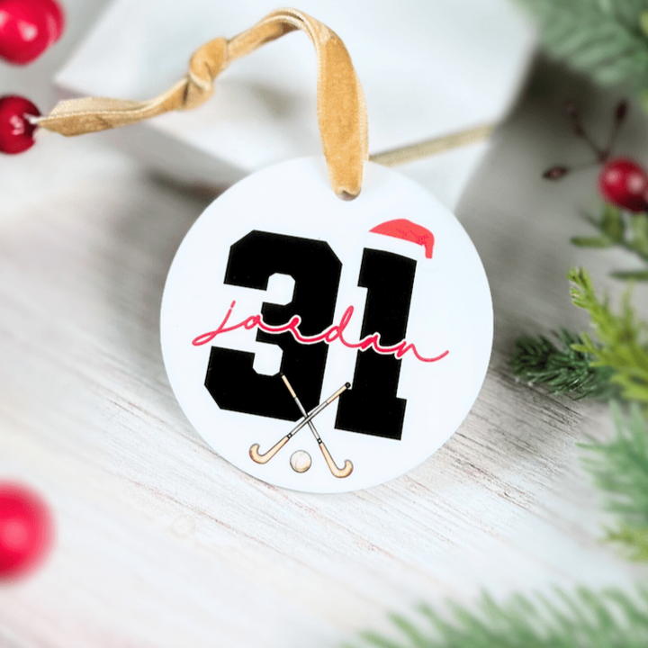 Field Hockey Number Acrylic Ornament
