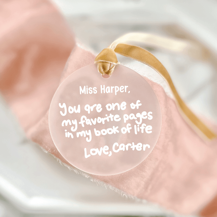 Child’s Handwritten Teacher Ornament – Personalized Gift