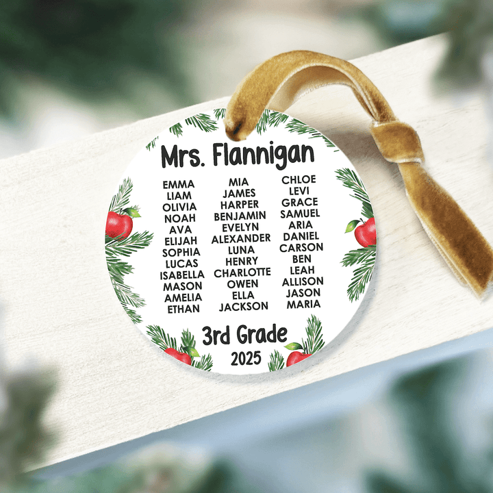 Personalized Teacher Class List Acrylic Ornament