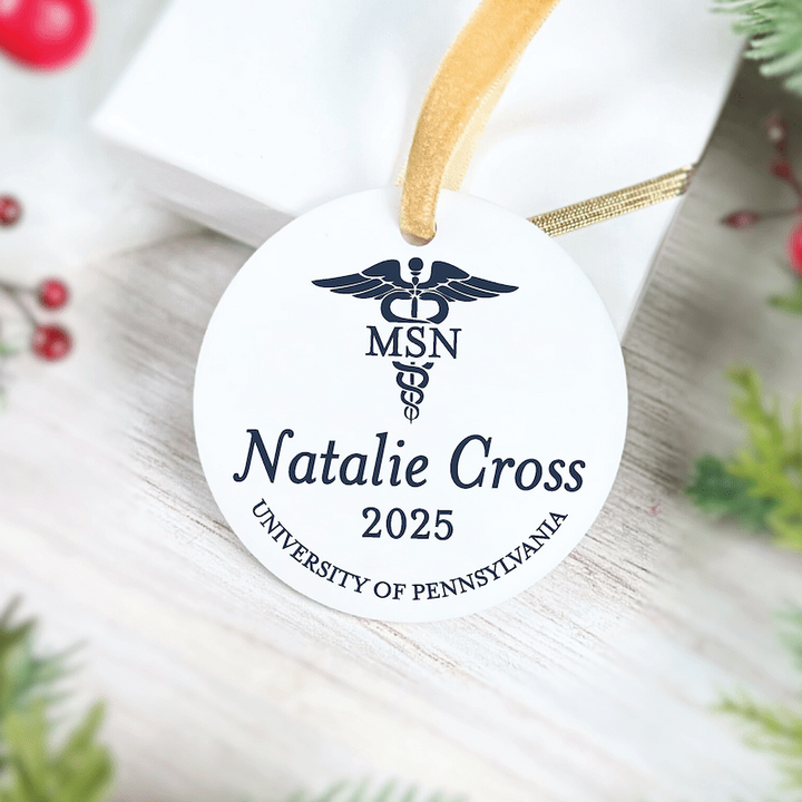 Personalized Nurse Graduation Acrylic Ornament – Caduceus Design