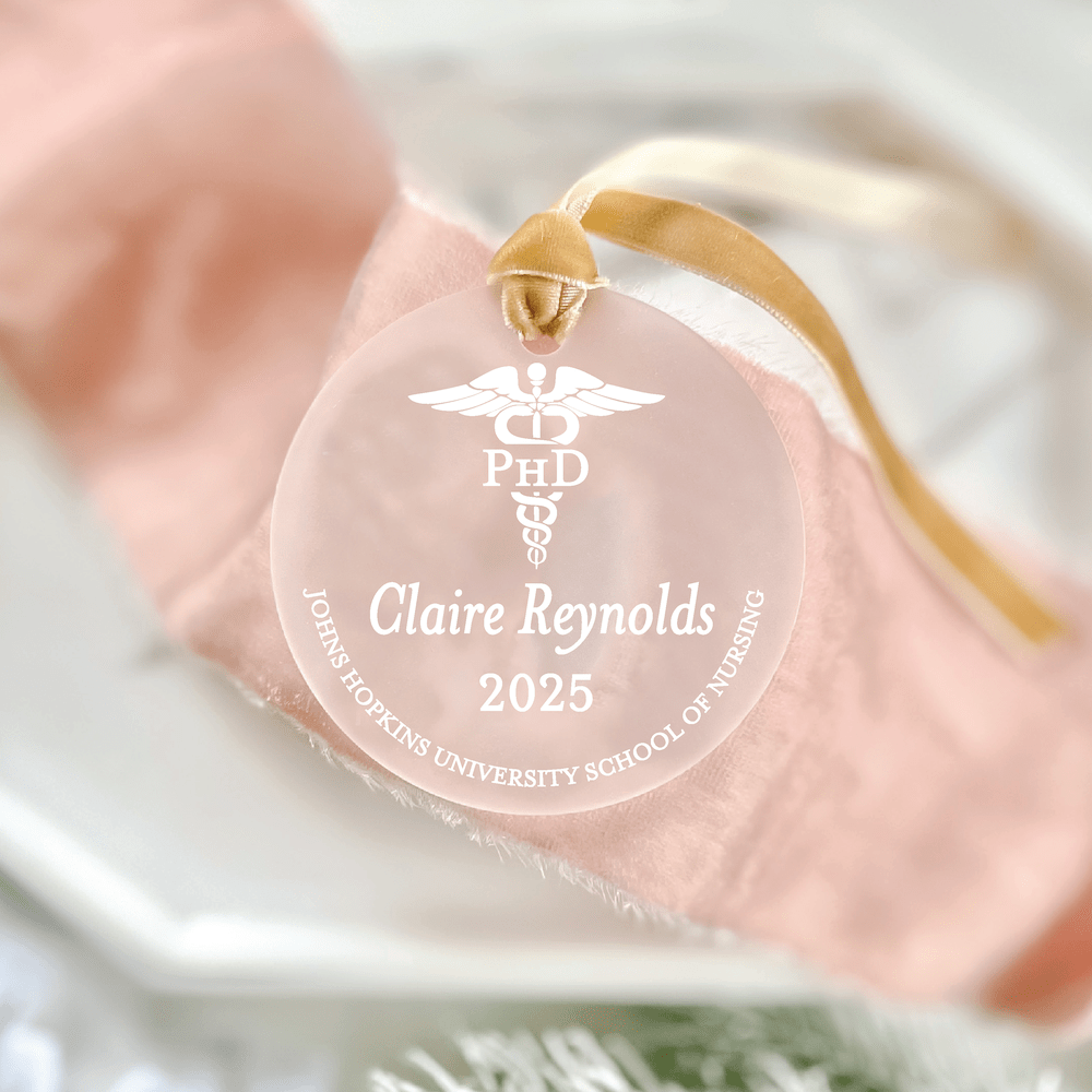 Personalized Nurse Graduation Acrylic Ornament – Caduceus Design