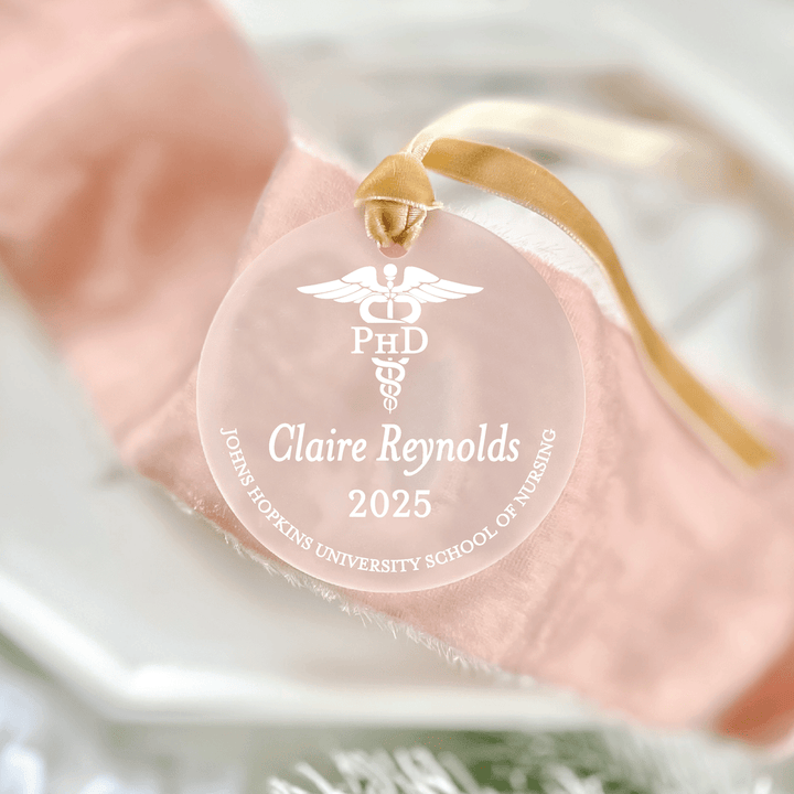 Personalized Nurse Graduation Acrylic Ornament – Caduceus Design