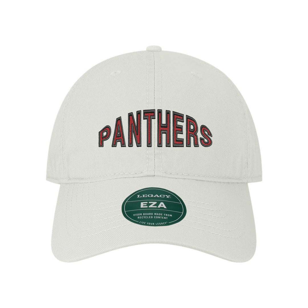 Schuylkill Valley Panthers Mascot Arch embroidered dad cap, black and red stitching on a white cap