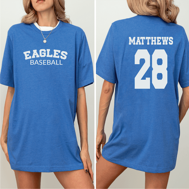 Custom Baseball Name and Number T-Shirt